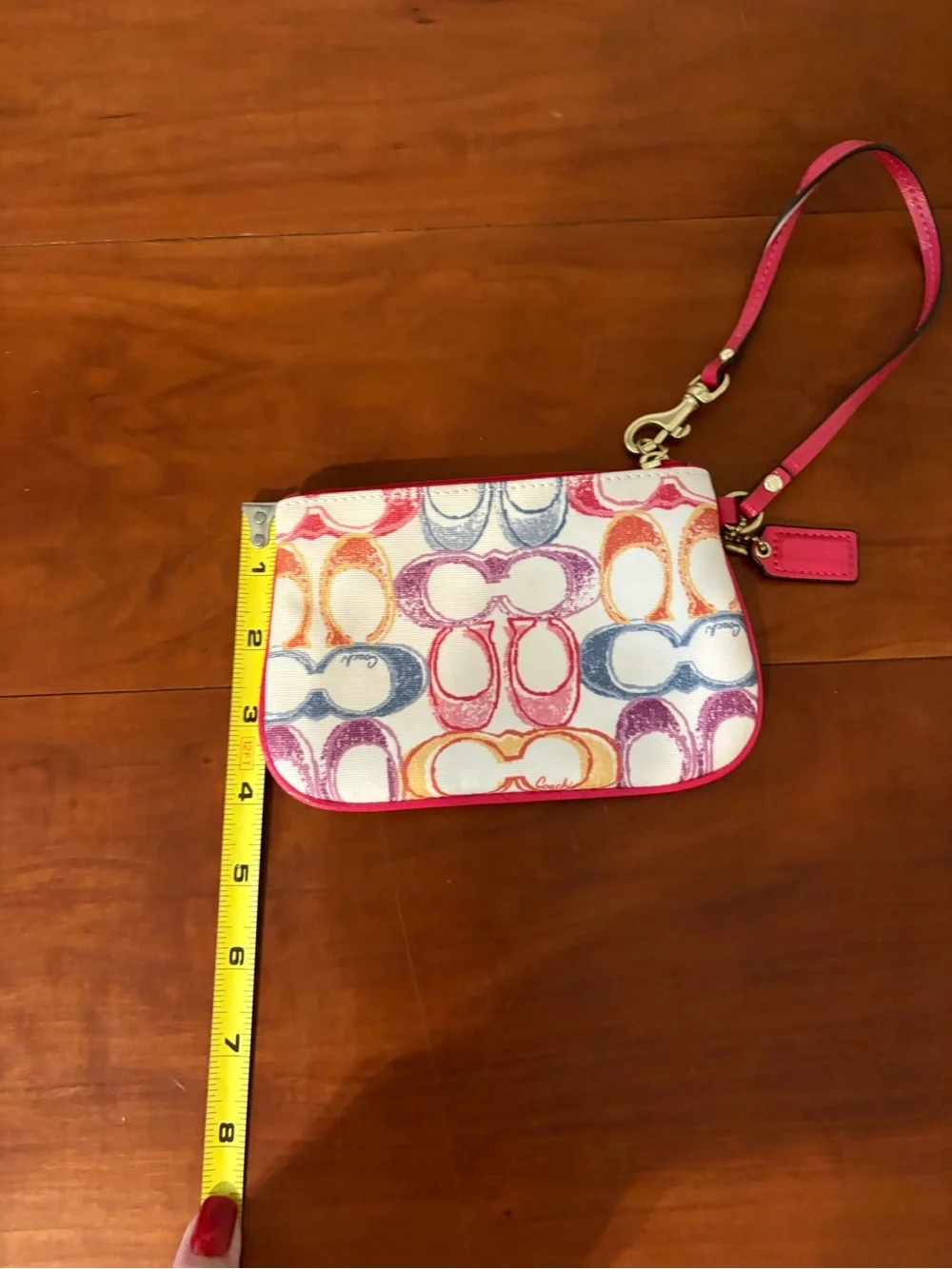 Coach Multicolor Signature Canvas Wristlet Pink Trim